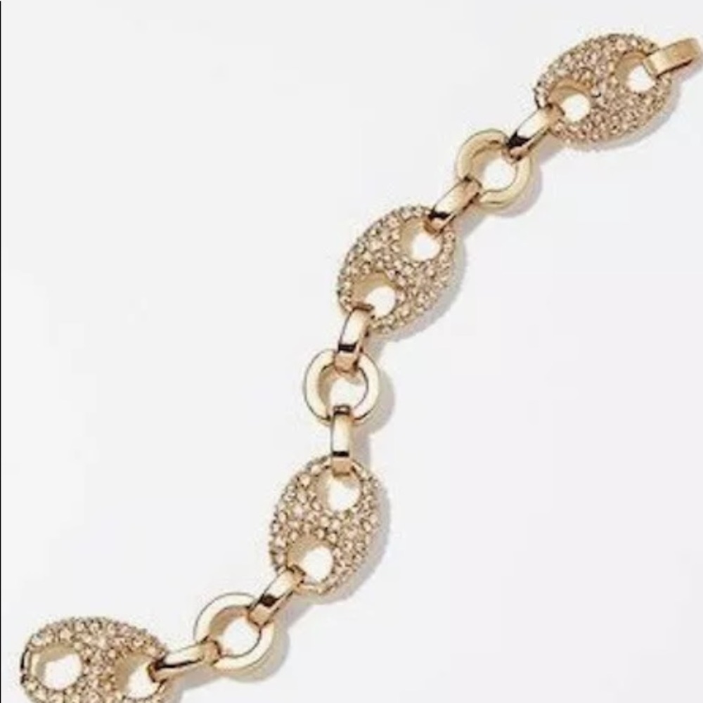 NWT Ann Taylor Large Pave Anchor Bracelet Gold
